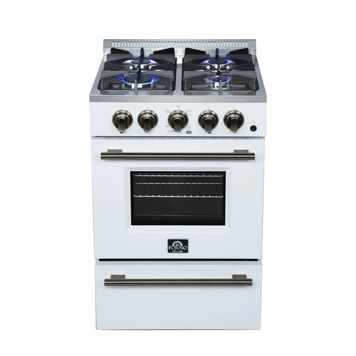 Forno Lamazze FFSGS6265-20WHT 20" Freestanding Gas Range – 4 Burners, 2.05 Cu. Ft. Oven, 21,200 BTU, White
