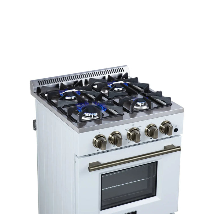 Forno Lamazze FFSGS6265-20WHT 20" Freestanding Gas Range – 4 Burners, 2.05 Cu. Ft. Oven, 21,200 BTU, White