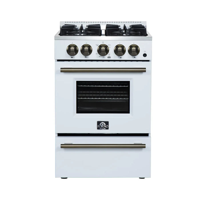 Forno Lamazze FFSGS6265-20WHT 20" Freestanding Gas Range – 4 Burners, 2.05 Cu. Ft. Oven, 21,200 BTU, White