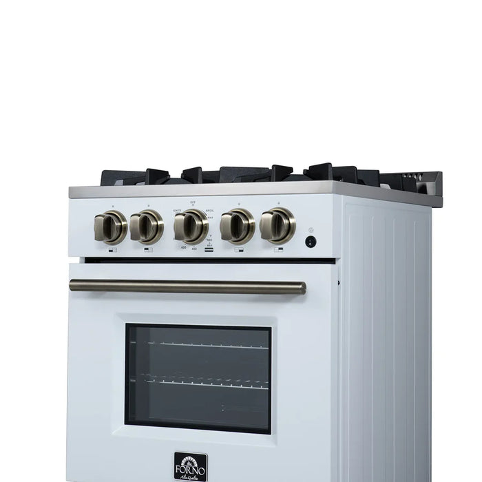 Forno Lamazze FFSGS6265-20WHT 20" Freestanding Gas Range – 4 Burners, 2.05 Cu. Ft. Oven, 21,200 BTU, White