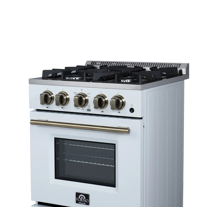 Forno Breno FFSGS6272-24WHT 24" Freestanding Gas Range – 4 Burners, 2.3 Cu. Ft. Convection Oven, 38,000 BTU, White