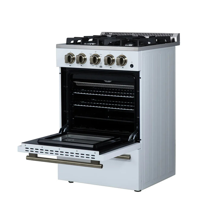 Forno Lamazze FFSGS6265-20WHT 20" Freestanding Gas Range – 4 Burners, 2.05 Cu. Ft. Oven, 21,200 BTU, White