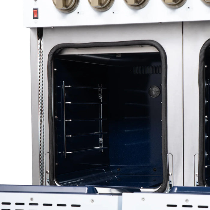 Forno Massimo FFSGS6239-48WHT 48" White Freestanding Gas Range, 8 Sealed Burners, Double Convection Oven