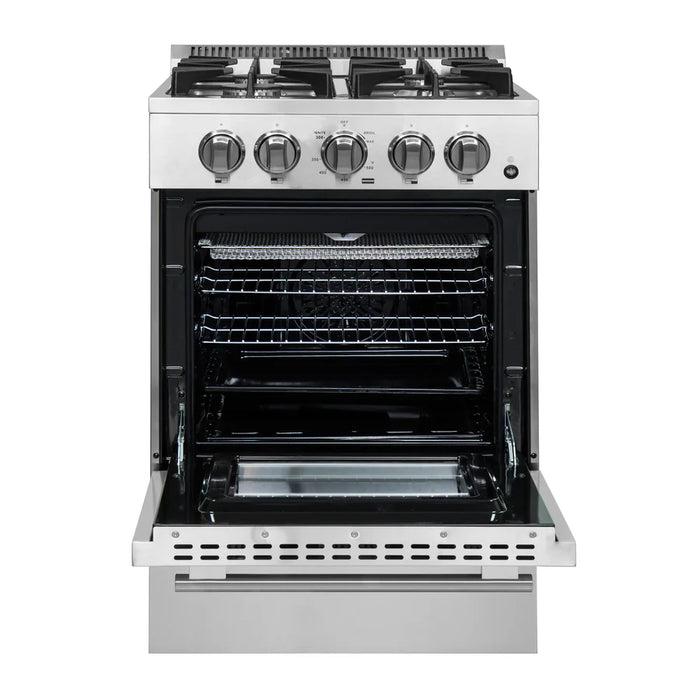 Forno Breno FFSGS6272-24 24" Freestanding Gas Range – 4 Burners, 2.3 Cu. Ft. Oven, 38,000 BTU, Stainless Steel