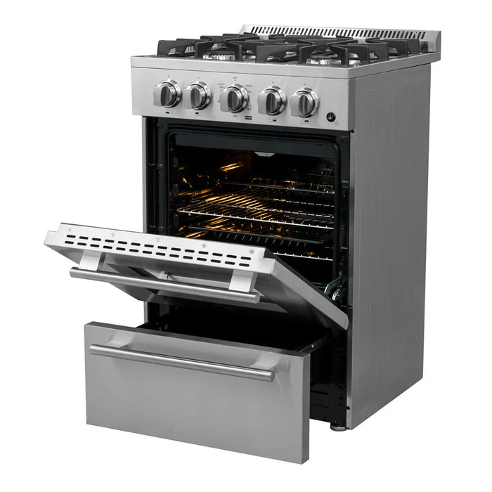 Forno Breno FFSGS6272-24 24" Freestanding Gas Range – 4 Burners, 2.3 Cu. Ft. Oven, 38,000 BTU, Stainless Steel