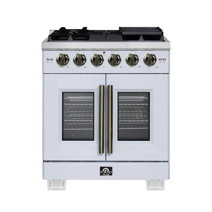 Forno Capriasca FFSGS6460-30WHT 30" Freestanding French Door Gas Range, White