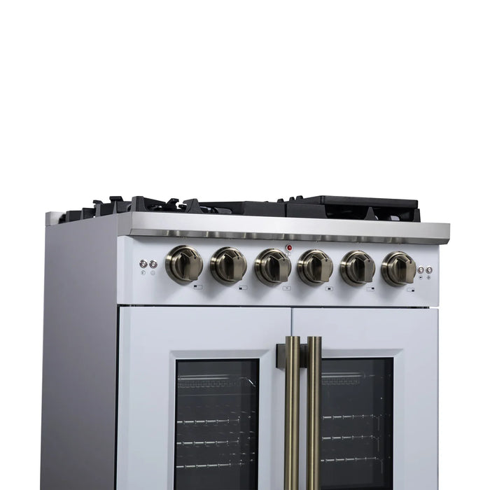 Forno Capriasca FFSGS6460-30WHT 30" Freestanding French Door Gas Range, White
