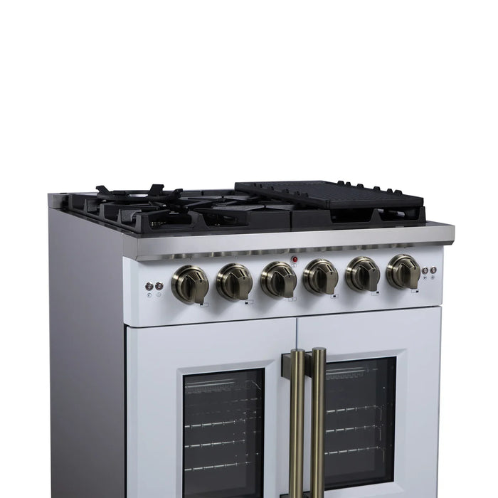 Forno Capriasca FFSGS6460-30WHT 30" Freestanding French Door Gas Range, White