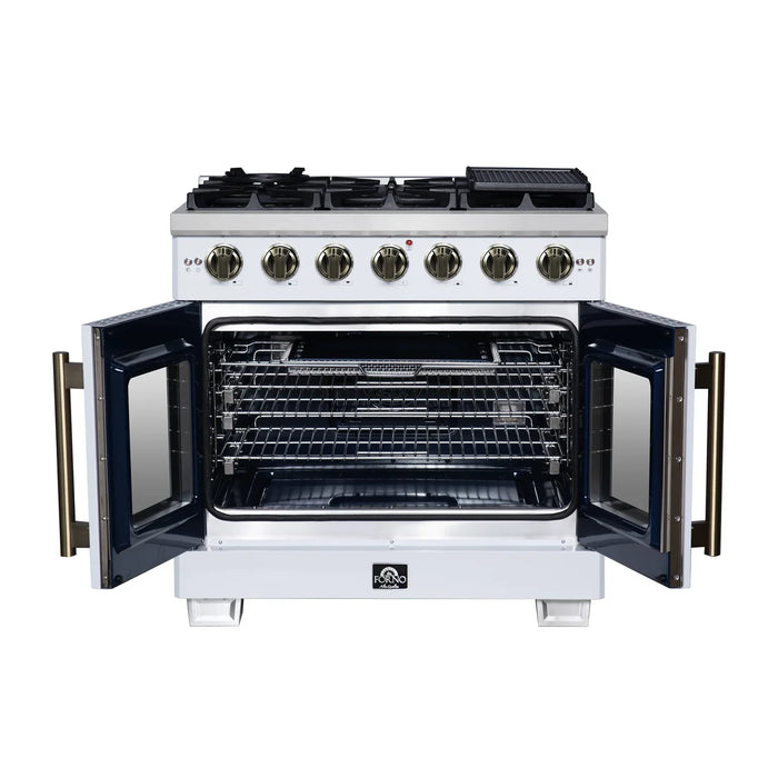 Forno Capriasca FFSGS6460-36WHT 36" Freestanding French Door Gas Range, White