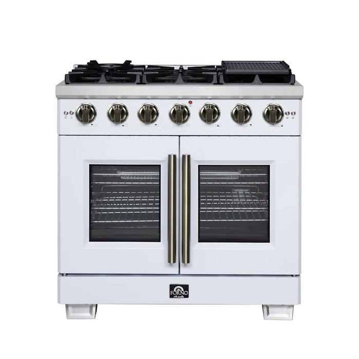 Forno Capriasca FFSGS6460-36WHT 36" Freestanding French Door Gas Range, White