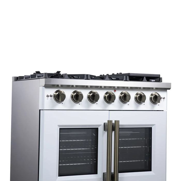 Forno Capriasca FFSGS6460-36WHT 36" Freestanding French Door Gas Range, White