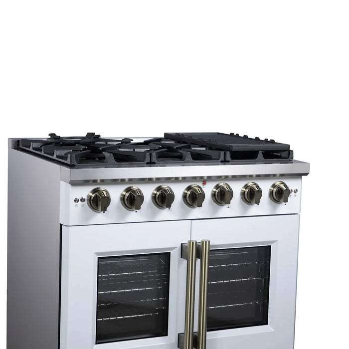 Forno Capriasca FFSGS6460-36WHT 36" Freestanding French Door Gas Range, White
