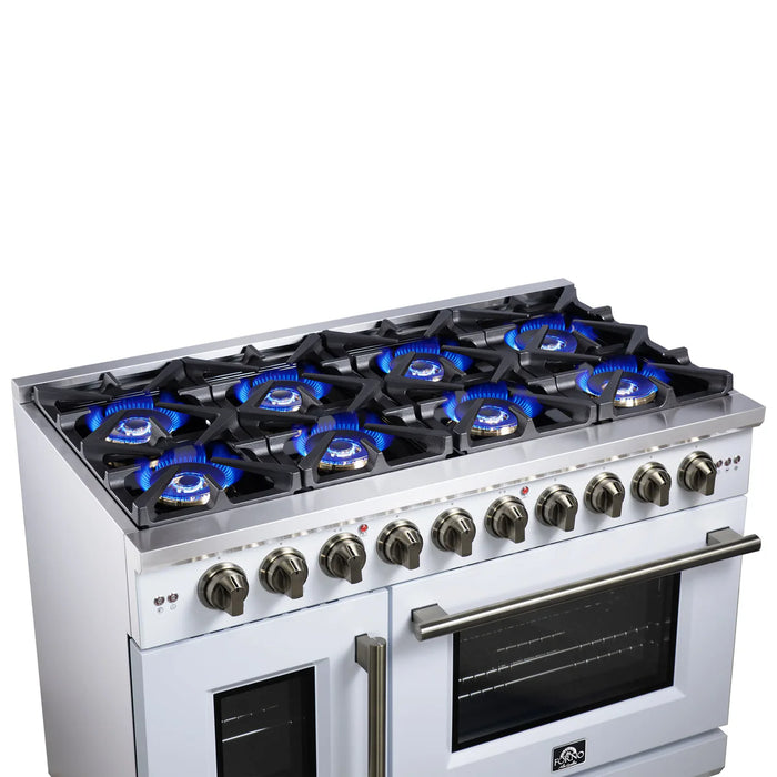 Forno Capriasca FFSGS6460-48WHT 48" Freestanding French Door Gas Range, White
