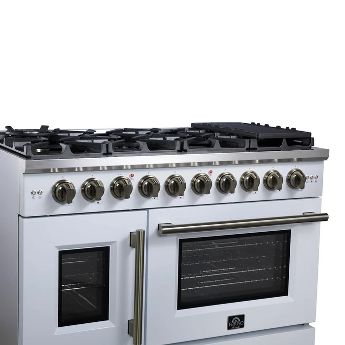 Forno Capriasca FFSGS6460-48WHT 48" Freestanding French Door Gas Range, White