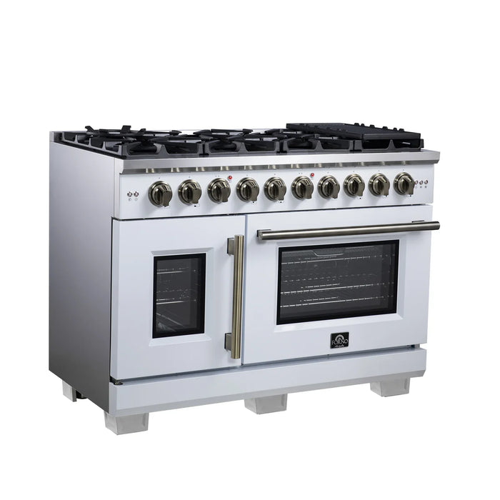 Forno Capriasca FFSGS6460-48WHT 48" Freestanding French Door Gas Range, White