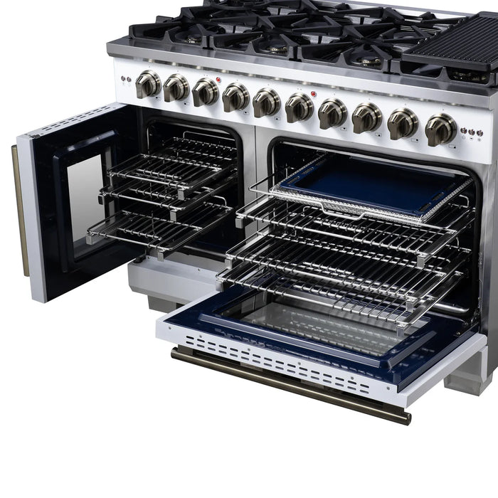 Forno Capriasca FFSGS6460-48WHT 48" Freestanding French Door Gas Range, White