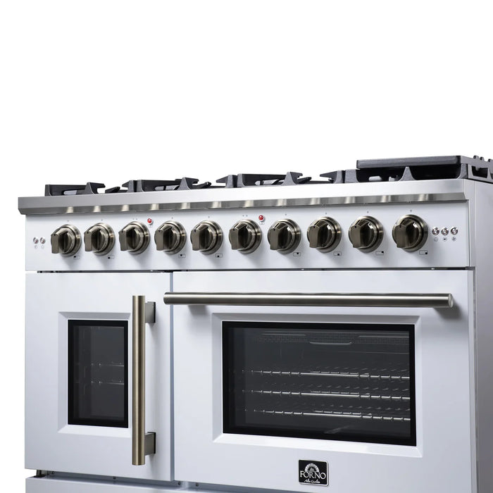 Forno Capriasca FFSGS6460-48WHT 48" Freestanding French Door Gas Range, White