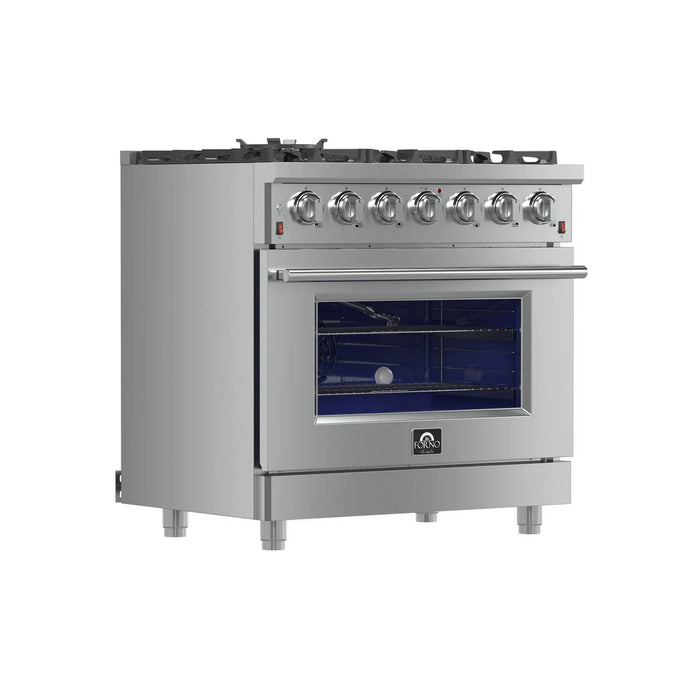 Forno Massimo FFSGS6239-36 36" Stainless Steel Freestanding Gas Range, 6 Sealed Burners, 5.36 cu. ft. Convection Oven