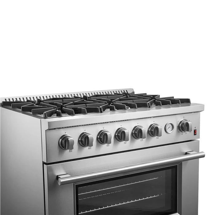 Forno 3-Piece Professional Kitchen Appliance Package – 36-Inch Gas Range, 36-Inch Built-In Refrigerator & 24-Inch Built-In Dishwasher – FBDL-009-01CAUS