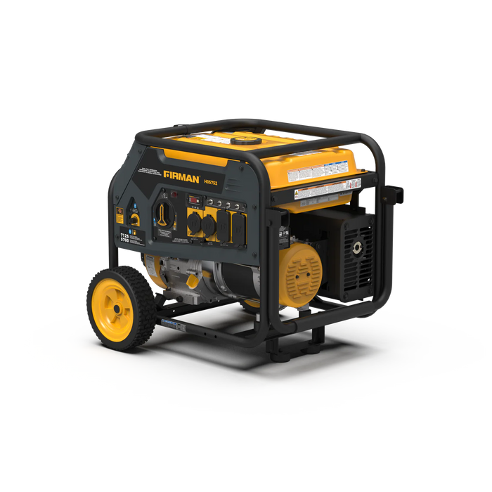 Firman Power Equipment H05752 7125W Dual Fuel Portable Generator with Recoil Start, 5700W Running, Gas or Propane, Wheel Kit