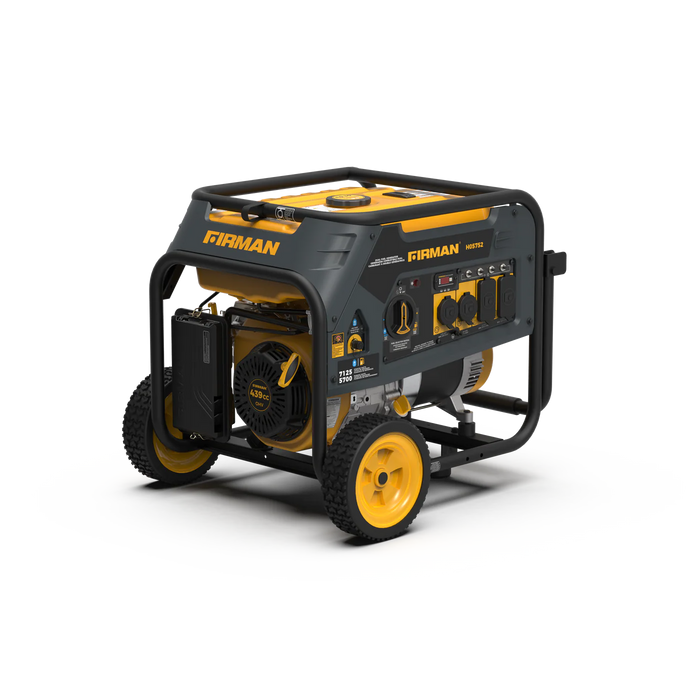 Firman Power Equipment H05752 7125W Dual Fuel Portable Generator with Recoil Start, 5700W Running, Gas or Propane, Wheel Kit