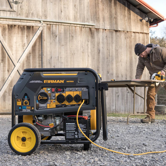 Firman Power Equipment H07553 9400W Dual Fuel Portable Generator with Electric Start, 120/240V, CO Alert, Wheel Kit