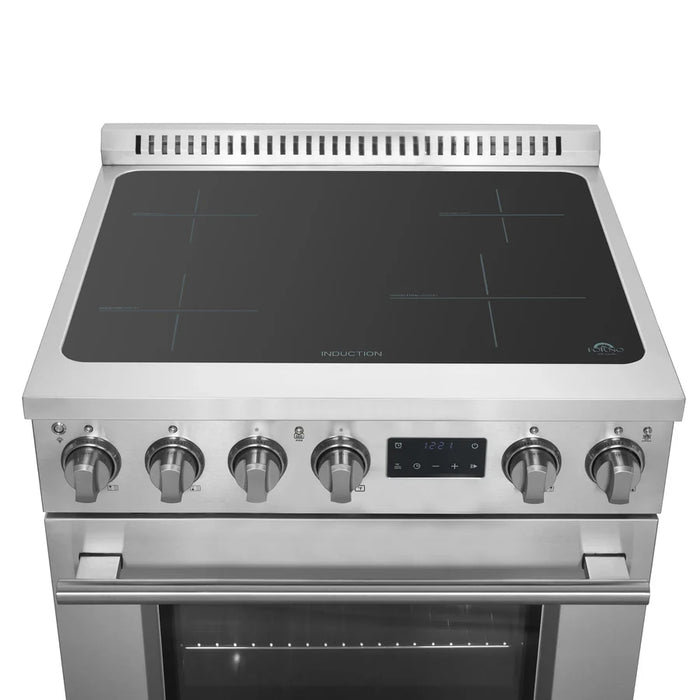 Forno Torino FFSIN0936-30 30" Induction Range with True Convection Oven and Air Fry – 4.32 cu ft Oven, 8,800W Cooktop, Stainless Steel