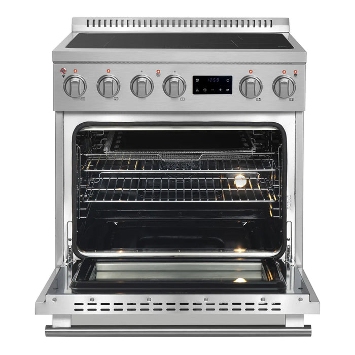Forno Torino FFSIN0936-30 30" Induction Range with True Convection Oven and Air Fry – 4.32 cu ft Oven, 8,800W Cooktop, Stainless Steel