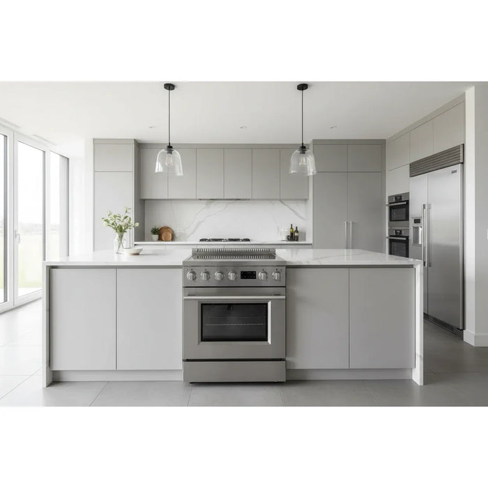 Forno Torino FFSIN0936-30 30" Induction Range with True Convection Oven and Air Fry – 4.32 cu ft Oven, 8,800W Cooktop, Stainless Steel