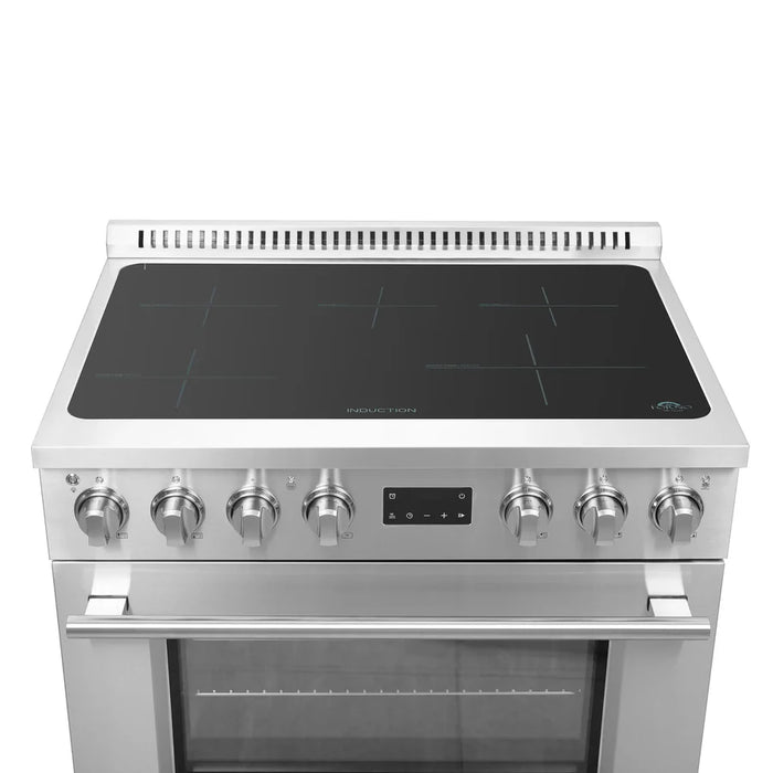 Forno Torino FFSIN0936-36 36" Induction Range with True Convection Oven and Air Fry – 5-Zone Induction Cooktop, 5.36 cu ft Oven, Stainless Steel