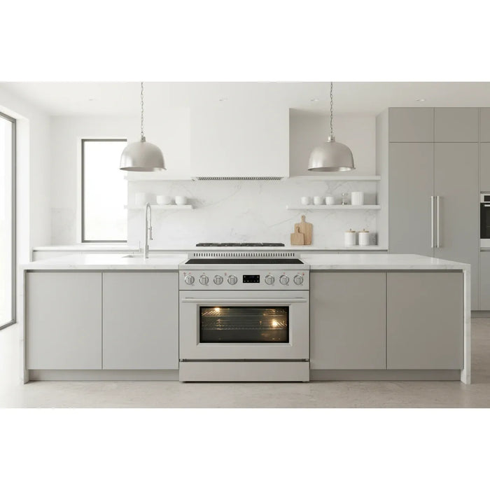 Forno Torino FFSIN0936-36 36" Induction Range with True Convection Oven and Air Fry – 5-Zone Induction Cooktop, 5.36 cu ft Oven, Stainless Steel