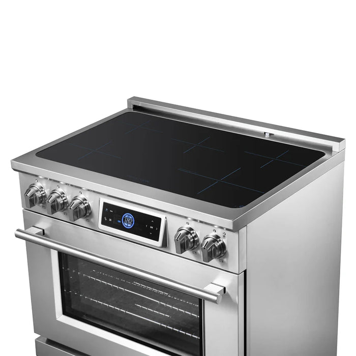 Forno Maximus FFSIN0968‑36 36" Induction Range with Air Fryer – True Convection Oven, 5‑Zone Induction Cooktop, 5.36 cu ft Oven, Stainless Steel