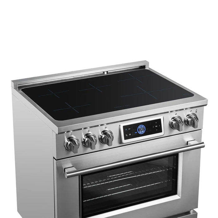 Forno Maximus FFSIN0968‑36 36" Induction Range with Air Fryer – True Convection Oven, 5‑Zone Induction Cooktop, 5.36 cu ft Oven, Stainless Steel