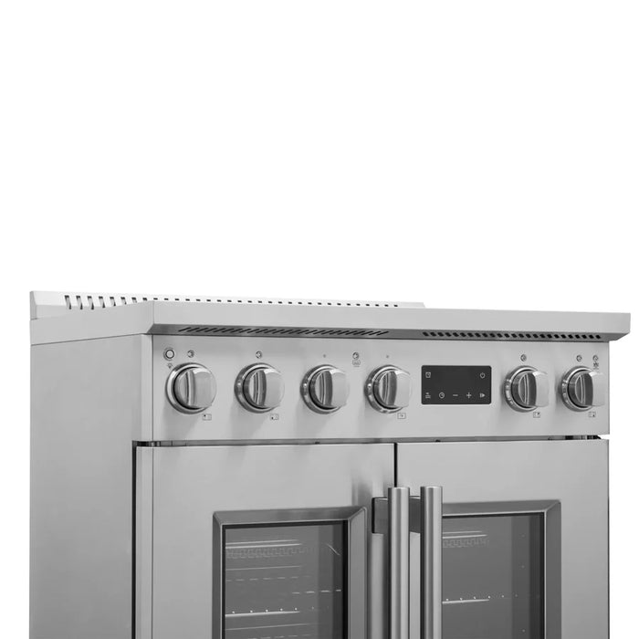Forno Torino FFSIN0950-30 30" French Door Induction Range with Air Fryer and True Convection Oven – 8,800W Cooktop, 4.32 cu ft Oven, Stainless Steel