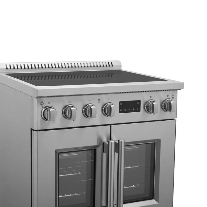 Forno Torino FFSIN0950-30 30" French Door Induction Range with Air Fryer and True Convection Oven – 8,800W Cooktop, 4.32 cu ft Oven, Stainless Steel