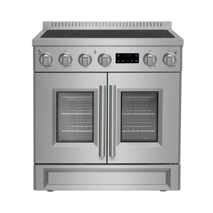 Forno Torino FFSIN0950-30 30" French Door Induction Range with Air Fryer and True Convection Oven – 8,800W Cooktop, 4.32 cu ft Oven, Stainless Steel
