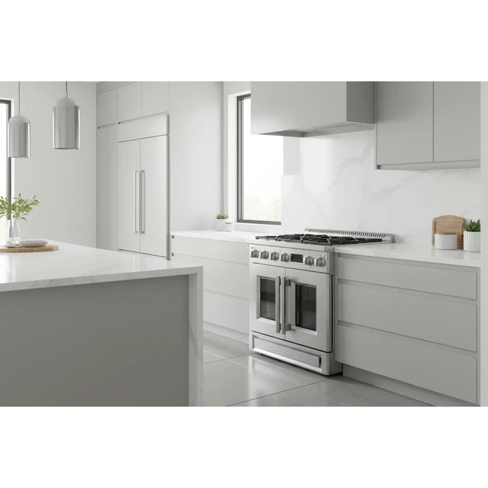 Forno Torino FFSIN0950-30 30" French Door Induction Range with Air Fryer and True Convection Oven – 8,800W Cooktop, 4.32 cu ft Oven, Stainless Steel
