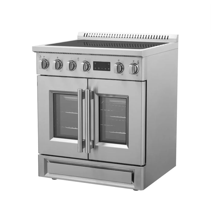 Forno Torino FFSIN0950-30 30" French Door Induction Range with Air Fryer and True Convection Oven – 8,800W Cooktop, 4.32 cu ft Oven, Stainless Steel