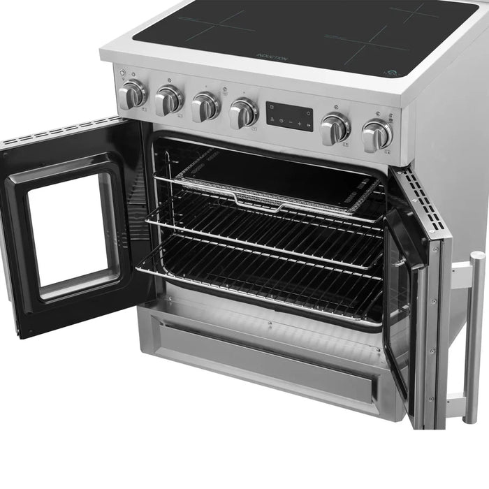 Forno Torino FFSIN0950-30 30" French Door Induction Range with Air Fryer and True Convection Oven – 8,800W Cooktop, 4.32 cu ft Oven, Stainless Steel