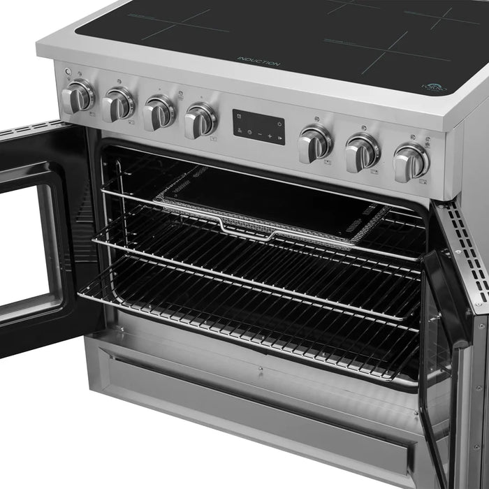 Forno Torino FFSIN0950-36 36-Inch French Door Induction Range with Air Fryer and True Convection Oven – Stainless Steel