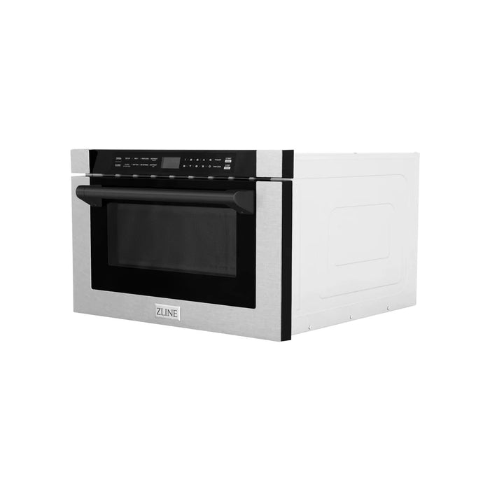 ZLINE MWDZ-1-SS-H-MB 24 in Built-In Microwave Drawer, 1.2 Cu. Ft., Fingerprint Resistant Stainless Steel, Matte Black Accents