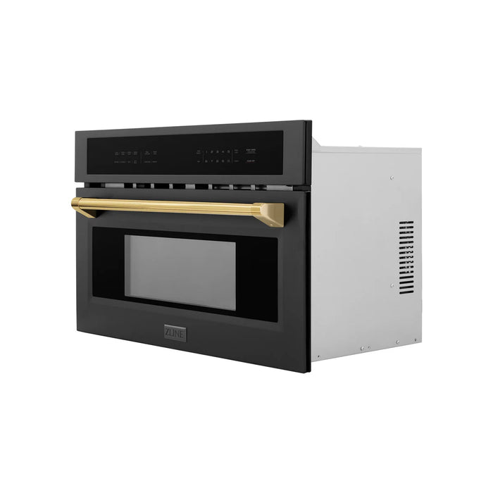 ZLINE MWOZ-30-BS-G Autograph Edition 30 in Built-In Convection Microwave Oven, 1.6 cu ft, Black Stainless Steel with Polished Gold Accents