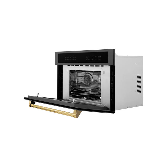 ZLINE MWOZ-30-BS-G Autograph Edition 30 in Built-In Convection Microwave Oven, 1.6 cu ft, Black Stainless Steel with Polished Gold Accents
