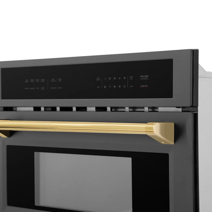 ZLINE MWOZ-30-BS-G Autograph Edition 30 in Built-In Convection Microwave Oven, 1.6 cu ft, Black Stainless Steel with Polished Gold Accents