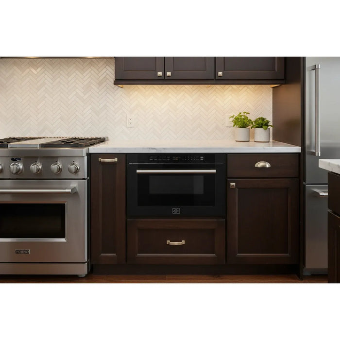 Forno Capoliveri FMWDR3000‑24BLK 24″ Black Built-In Microwave Drawer, 1.2 cu ft, 1000 W, Touch Controls