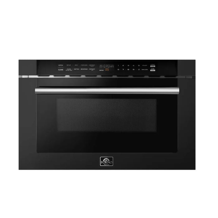 Forno Capoliveri FMWDR3000‑24BLK 24″ Black Built-In Microwave Drawer, 1.2 cu ft, 1000 W, Touch Controls
