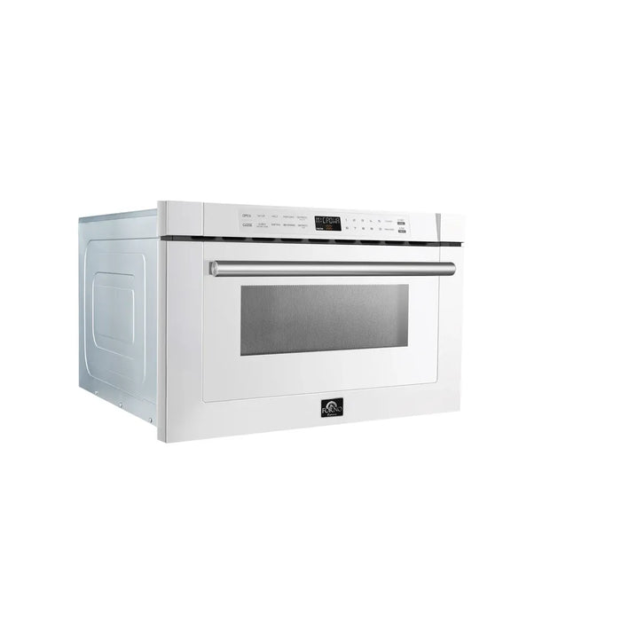 Forno Capoliveri FMWDR3000‑24WHT 24″ White Built-In Microwave Drawer, 1.2 cu ft, 1000 W, Touch Controls