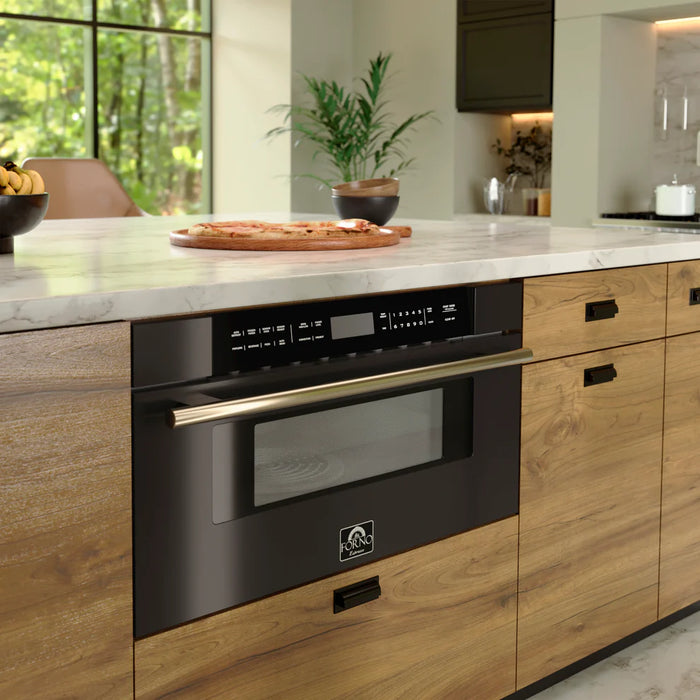 Forno Capoliveri FMWDR3000‑30BLK 30″ Black Built-In Microwave Drawer, 1.2 cu ft, 1000 W, Touch Controls