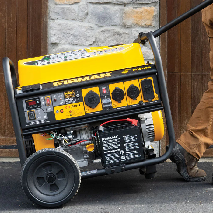 Firman Power Equipment P08008 10000W Gas Portable Generator with Remote Start, 8000W Running, 120/240V, Wheel Kit