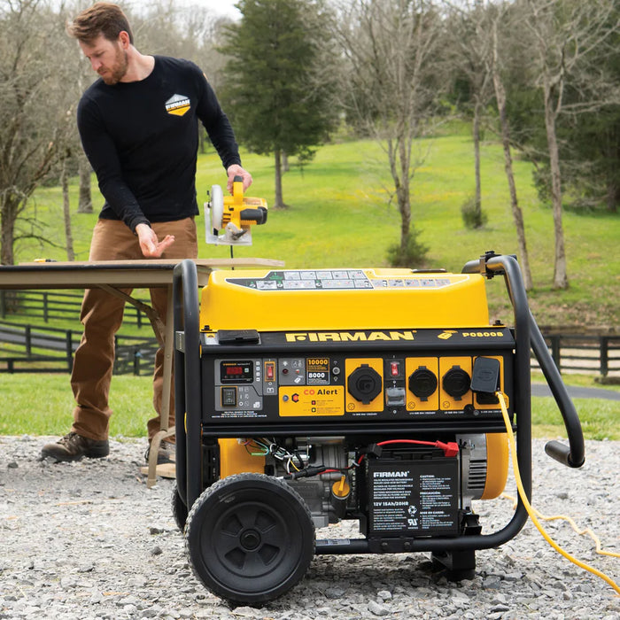 Firman Power Equipment P08008 10000W Gas Portable Generator with Remote Start, 8000W Running, 120/240V, Wheel Kit